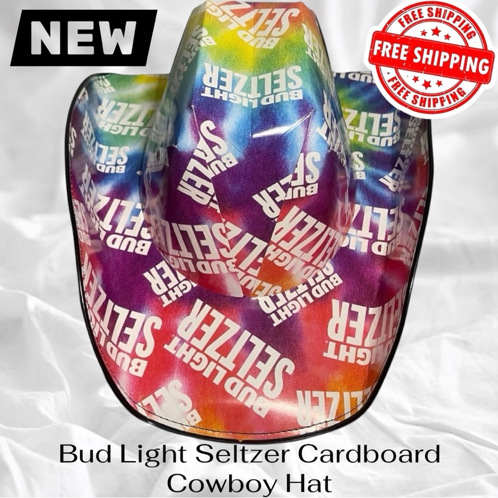 Bud Light Seltzer Cowboy Hat Cardboard Novelty Rainbow OS FREE SHIPPING
